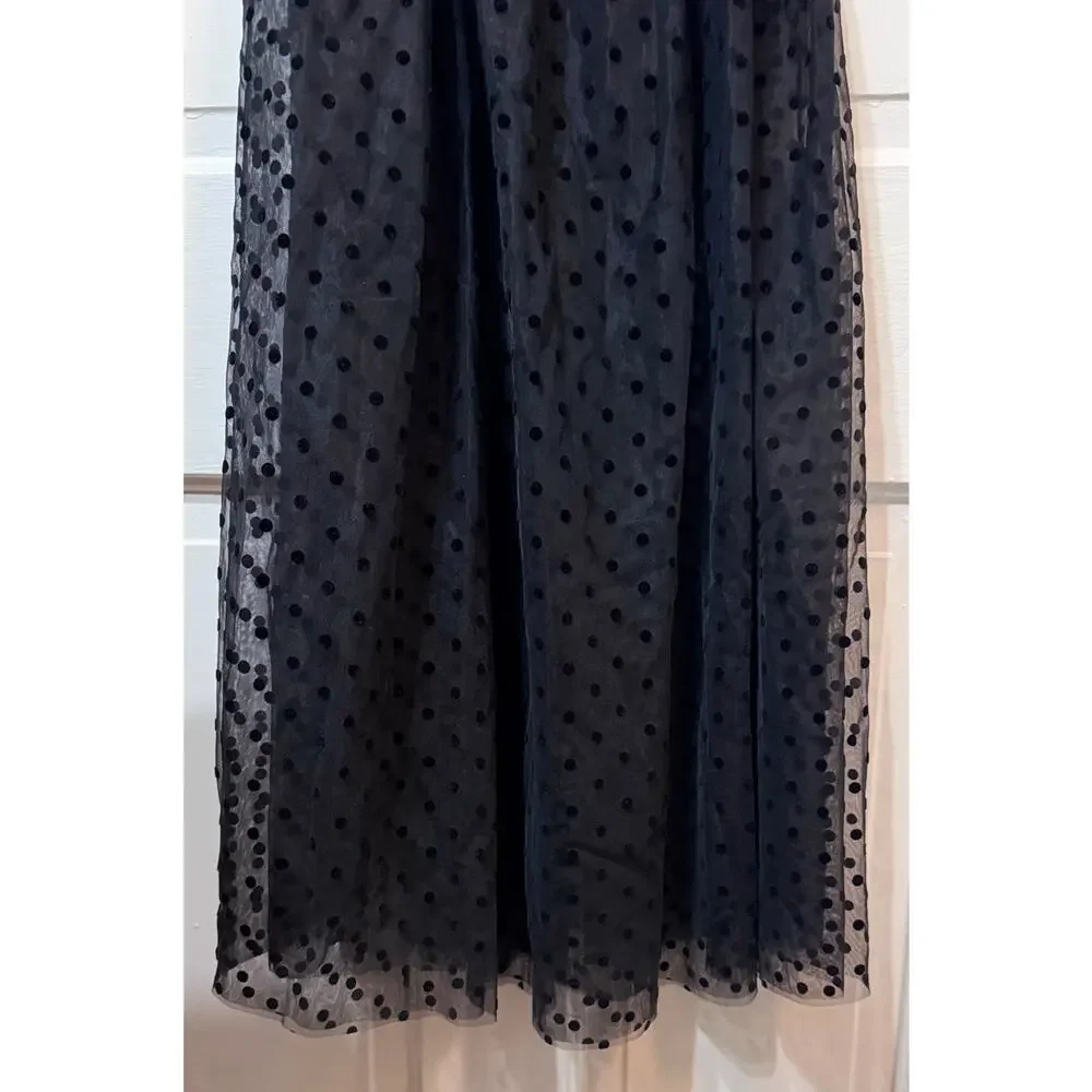 NWT Rebecca Vallance Black Sheer Tulle Belted Bodysuit Midi Tiffani Dress Size 8 - Picture 5 of 16